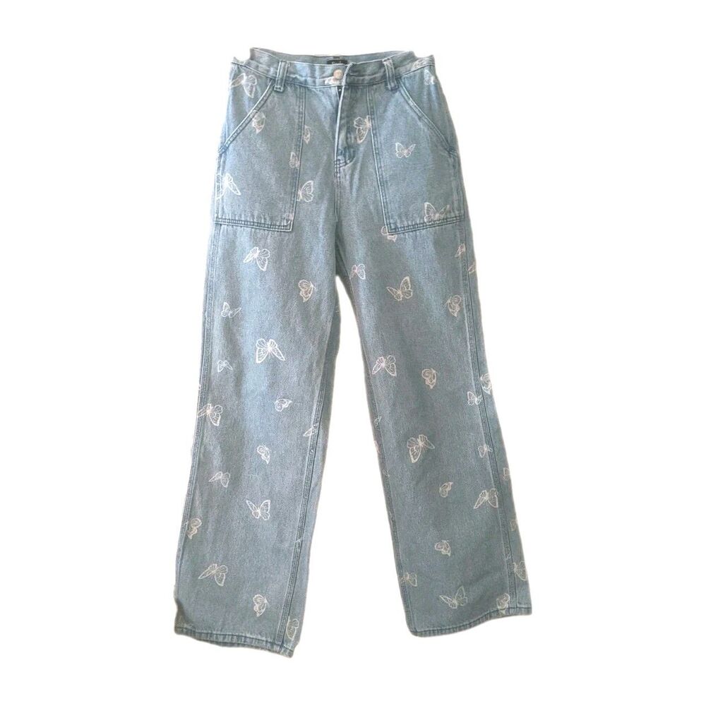 Simple Society Denim Jeans Wide Leg Baggy Women Utility Pockets 5/27 Junior
